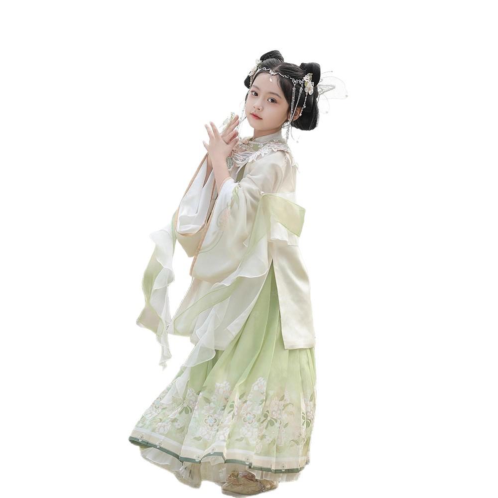 Girls' Cloud Shoulder Hanfu: Spring/Autumn Ming-Style Tang Suit for Little Girls