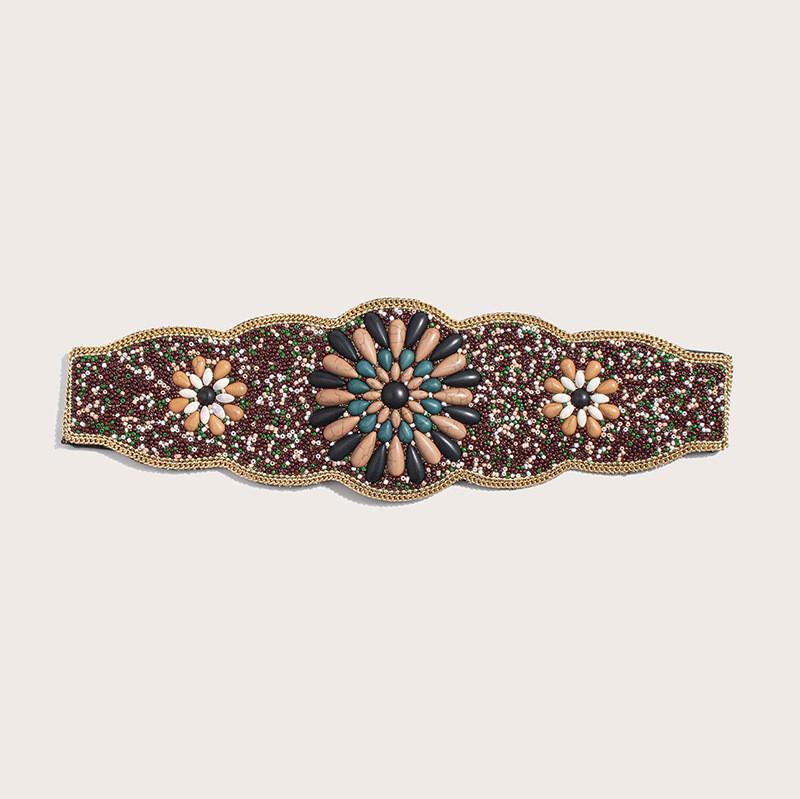 Beaded Bohemian Waist Belt With Firework Design And Elastic Closure For Festivals And Travel