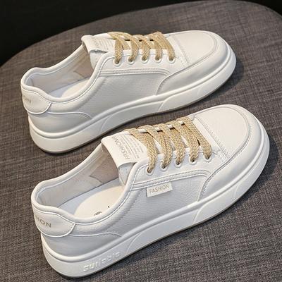 Miękka podeszwa Lekkie skórzane białe buty Buty damskie Wczesna jesień Nowe płaskie casualowe sneakersy Buty studenckie