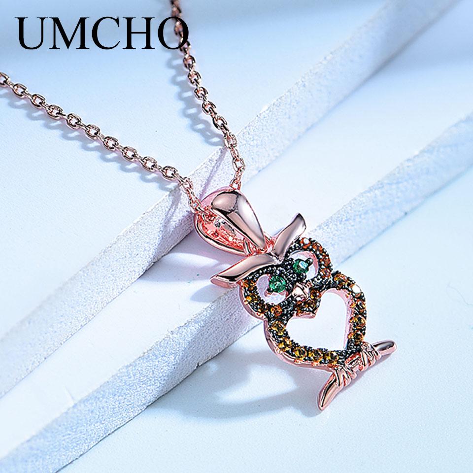 Umcho Eulen-Halskette aus massivem 925er-Sterlingsilber, Halsketten für Frauen, Jubiläumsgeschenk, edler Schmuck