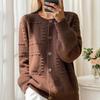 Women's 2025 Autumn/Winter Jacquard Knit Button-Up Cardigan Sweater