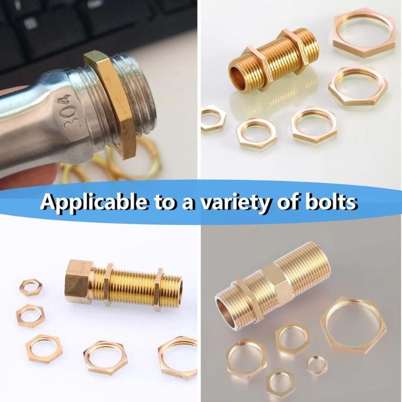 20Pieces Hexagonal Brass Fasteners Corrosions Resisent Plumbing Nuts for Faucet Washer Machine Pipe Joints Use