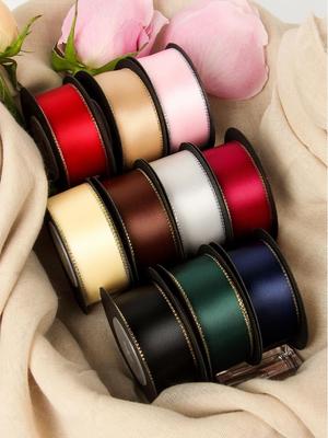 2,2 cm breites Satinband mit Goldrand - Luxuriöses Seidenband für DIY, Geschenkverpackung und Modeaccessoires