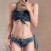 Spicy European & American Denim Bikini: Sexy Summer Two-Piece for Women with Tie-Up Detail