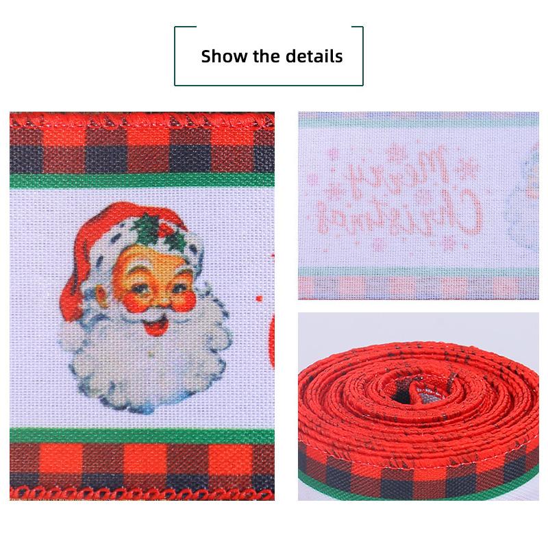 1pc Christmas Ribbon Diy Christmas Tree Decoration Color Strip Santa Claus Bow Ribbon