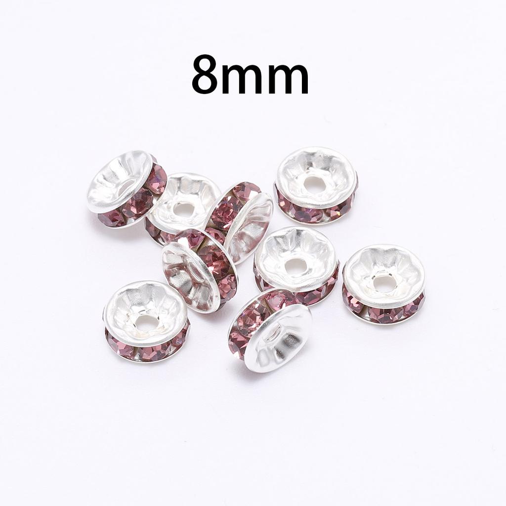 50 stk/parti 8 mm Strass Rondeller Krystallperler Løse Avstandsperler Charms for DIY Håndlaget Smykketilbehør Produksjonsmateriell