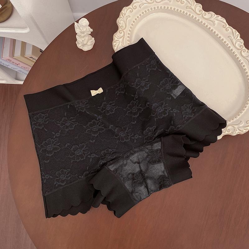 Damen Sommer reine Linderung Spitze Jacquard Blasennetz 10A Antibakterieller Schritt-Wickel Hüfte Mittlere Taille Kleine Flachwinkel Slips