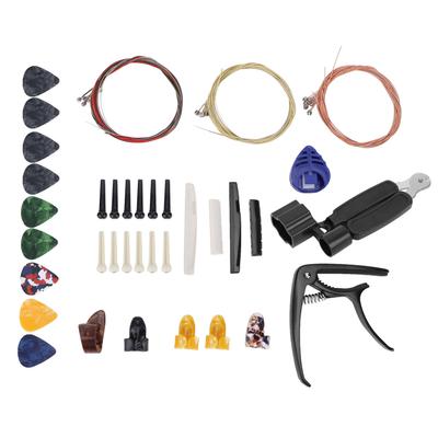Gitarrensaiten-Ersatzset, Zubehörset, Werkzeugset zum Wechseln, Plektrumhalter, Stegstift