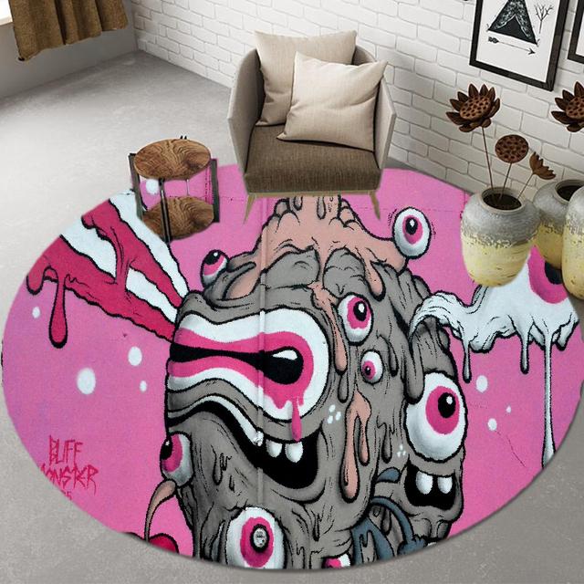 Baby Crawl Cartoon Carpet Modern Floor Mats Skull Mandala Children 'S Room Carpet Bedroom Home Living Room Round Carpet