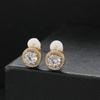 E060 2 Size Diameter 14MM 12MM Clip-on Earrings Women Brass CZ Earrings Hip Hop Jewelry