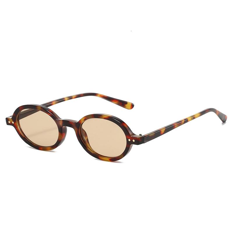SO&EI Fashion Small Oval Sunglasses Rivets Women Shades UV400 Vintage Punk Men Candy Color Sun Glasses