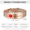 Nameinhea Custom Medical Alert Bracelets for Women Free Engraved Adjustable Stainless Steel Waterproof Emergency Medical ID Bracelets Allergy