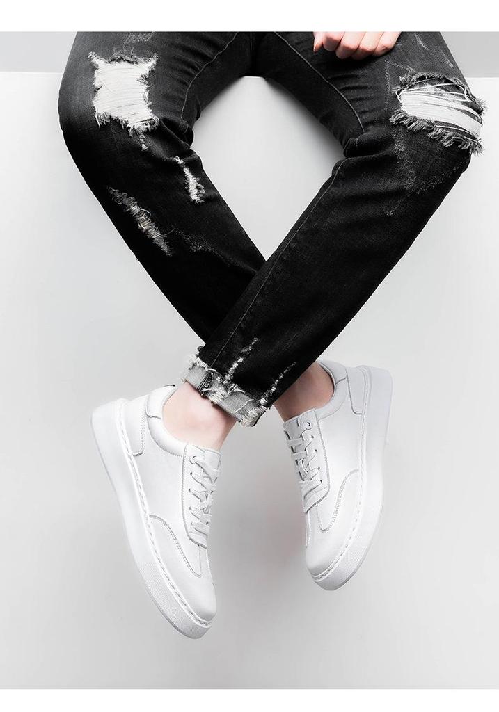 Men's Spring Collection: White Trendy Non-Slip Thick Sole Casual Sports Board Shoes