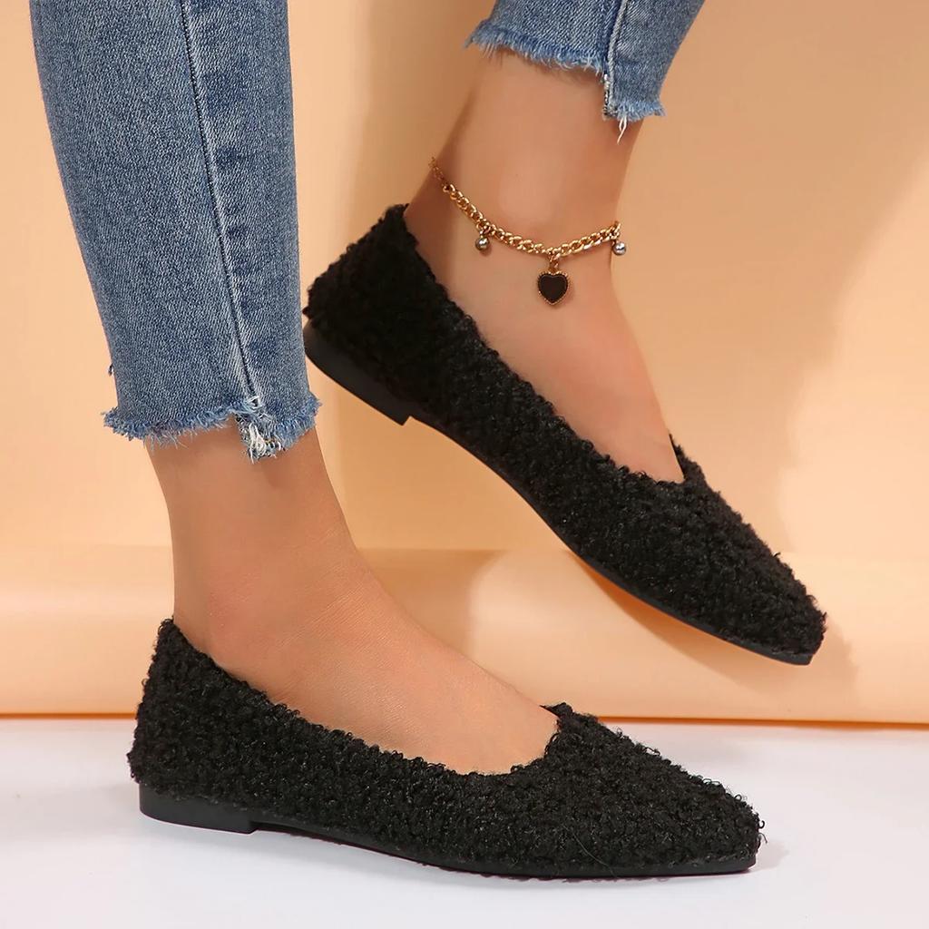 Moda Mujer Bailarinas Primavera y Otoño Nuevas Punta Puntiaguda Zapatos Individuales Boca Baja Slip-on Bailarinas de Tacón Bajo Zapatos de Mujer Zapatos De Mujer