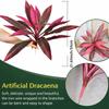 Large Realistic Artificial Boston Fern & Dragon's Blood Tree Artificial Turf UV Resistant Red Cordyline Ti Plants Red/Pink Vibrant Purple Leaves