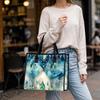 Bohemian Blue Print Tote Bag Stylish Casual Large Capacity Daily Use Carryall for Women