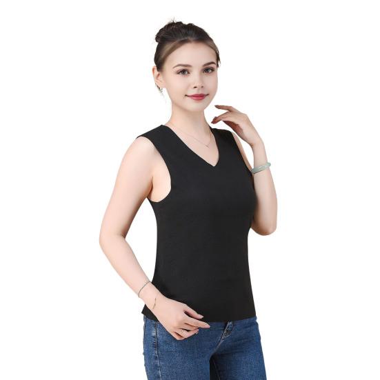 Colete térmico feminino de inverno, sem costura, dupla face, pelúcia, trava rápida de temperatura, gola redonda, ajuste fino, elástico, sem mangas, roupa interna, parte inferior, regata
