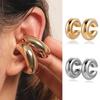 Oversize Chunky Round Circle Clip On Earrings for Women Gold Plated Stainless Steel Ear Cuff Hollow Tube Thick Earclips Zircon