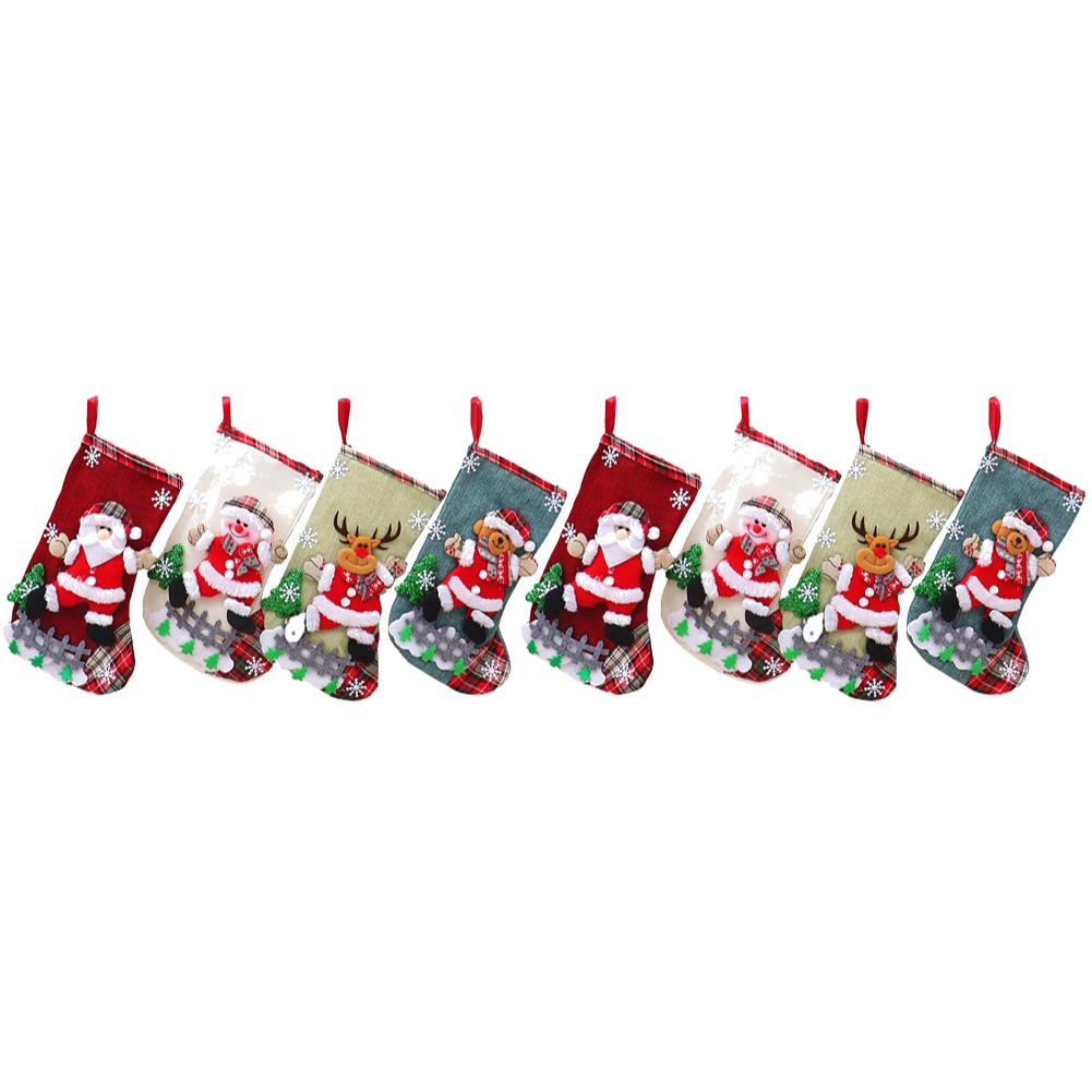 

Christmas Ornament Sock Large Capacity Cute Stockings Bag Plush Santa Claus/Snowman/Bear/Elk for Home Classroom Party