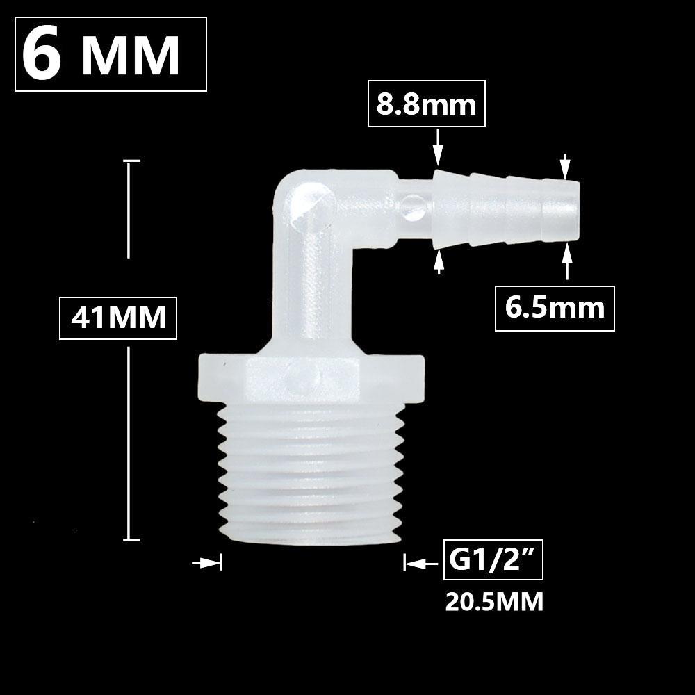 6/8/10/12/14/16/18/20mm Hose Elbow Connector To 1I2 3/4 Inch Male Thread 90 Degrees Barb Fittings Irrigation System Pipe Coupler
