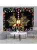 African Tapestry African American Woman Zen Meditation Tapestries Starry Sky Flower Garden Inspirational Afro Yoga Wall Poster