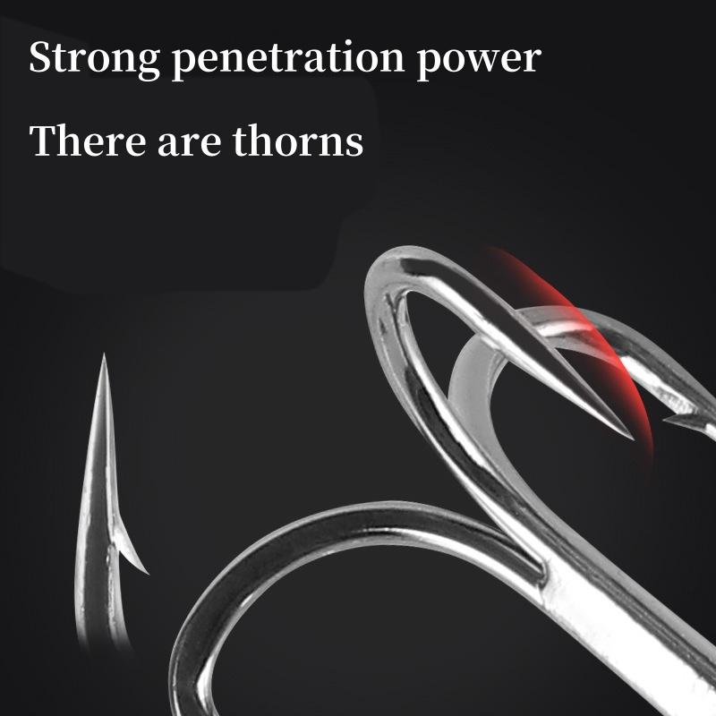 50Pcs/box Treble Fishing Hook Fishing Hook High Carbon Steel Treble Overturned Hooks Fishing Tackle Round Bend Treble