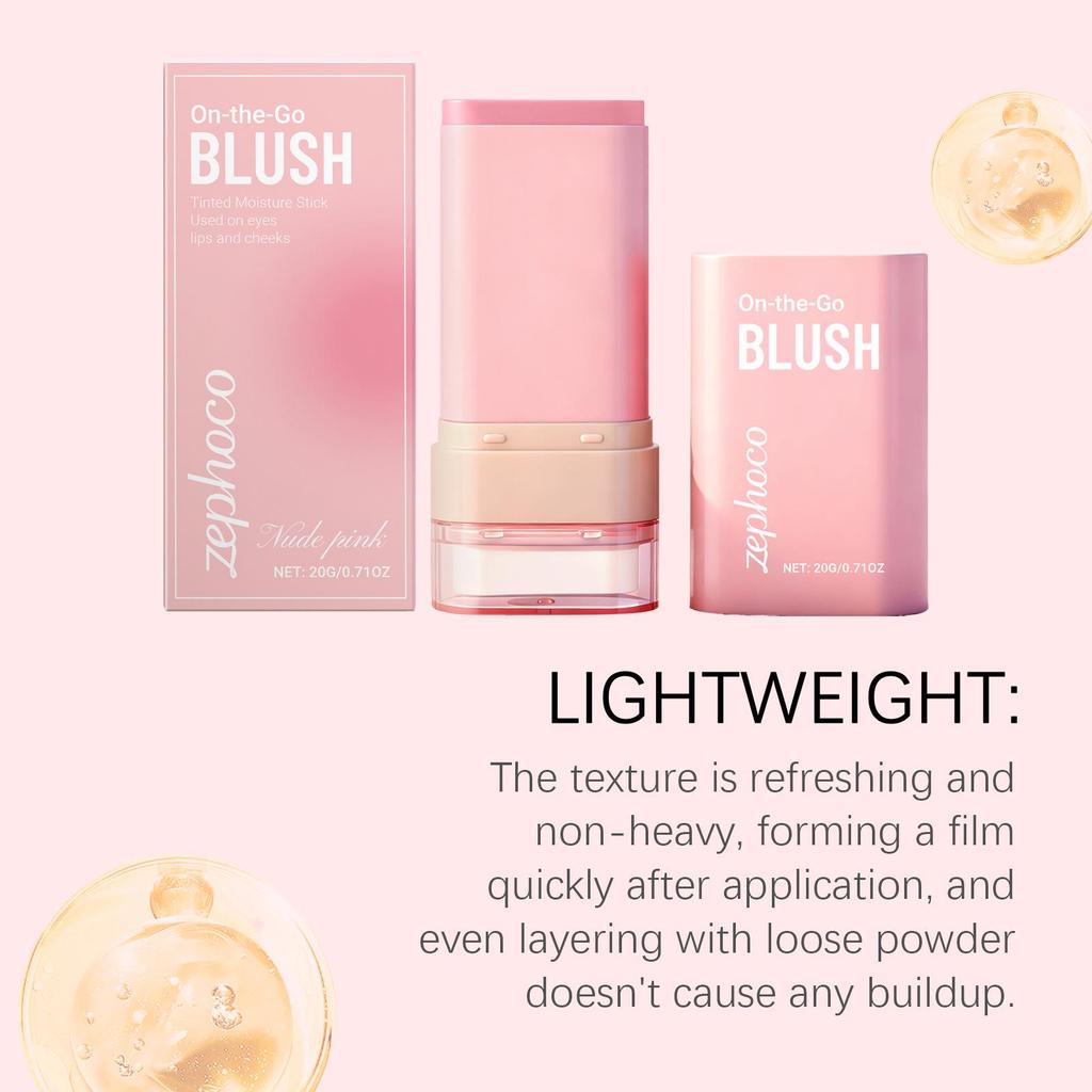 Zephoco 2-in-1 Blush Stick in Nude Pink - Perfect for Daily Wear and Dates