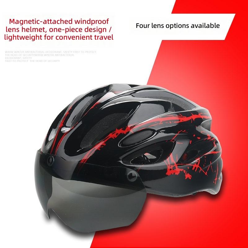 Magnetic-style Visor PC Material Cycling Helmet for Unisex Mountain and Road Bike Safety Roller Skating Use