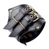 Vintage Style Men'S Wide Double-Layer Cowhide Bracelet - Fashionable Unique Adjustable Bangle