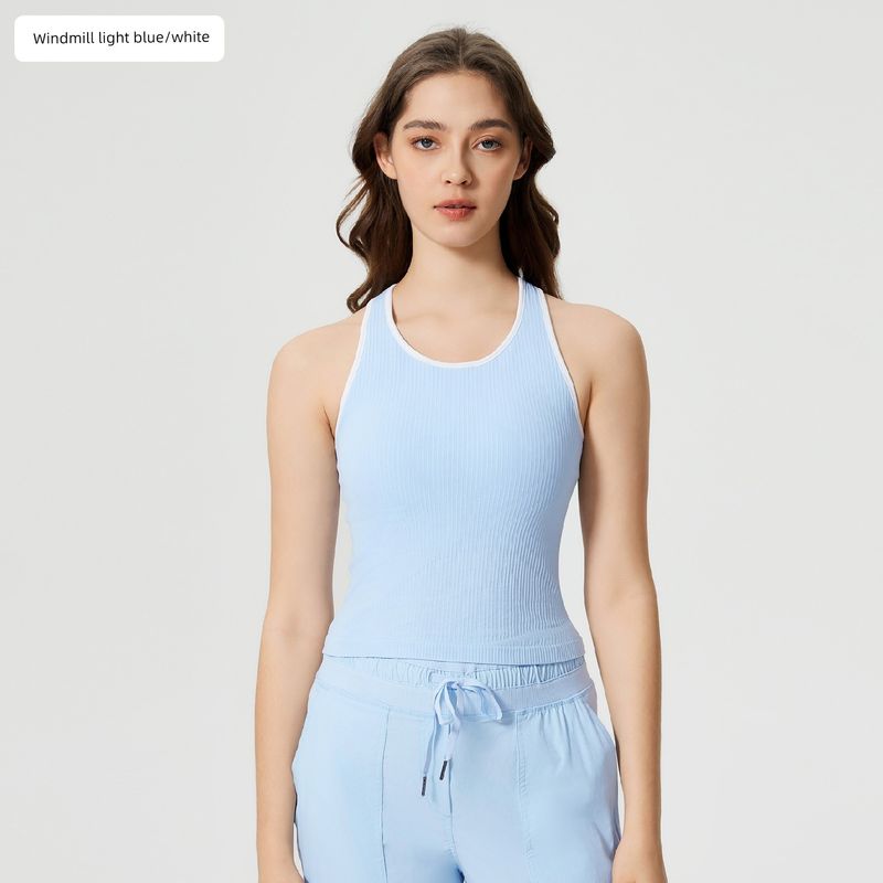 

Export New Arrival Spring/Summer Fashion Color Contrast Sports Vest Women s Tennis Short Quick-Drying Running Fitness Yoga Wear Tops Windmill light blue/white 4 (42.50 kg-50.00 kg