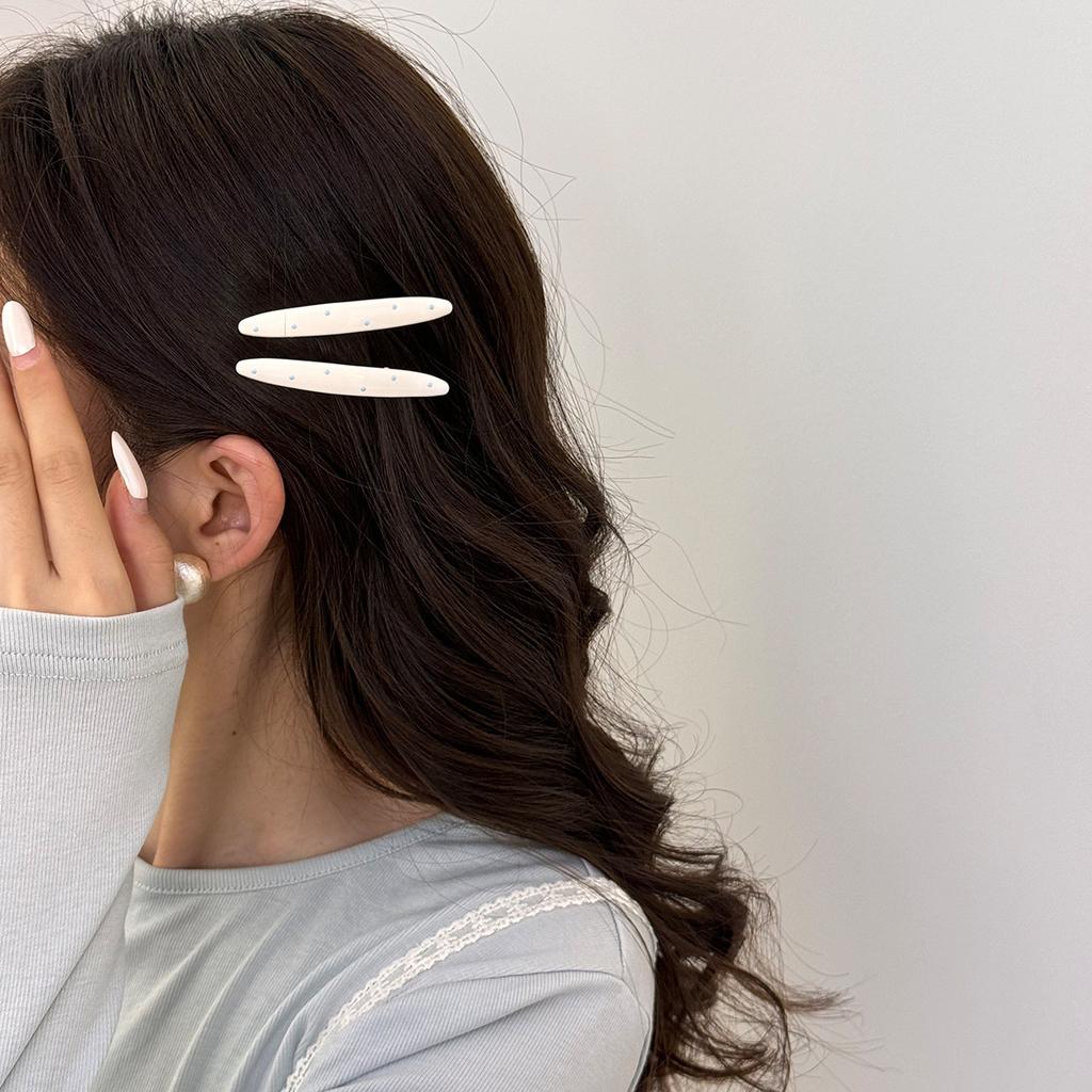 Korean-style blue and white polka dot cream-colored hair clips oil-dripping duck beak Korean-style fashionable side clips bangs