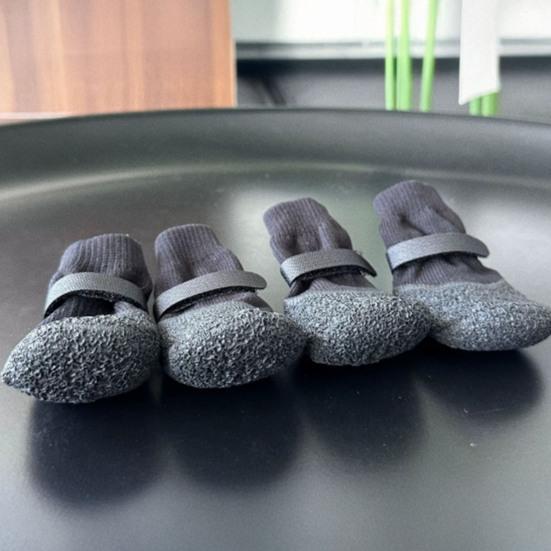4 Pcs Dog Shoes for Small Dogs, Soft Anti-Slip Puppy Boots Paw Protectors for Hot Pavement, Hardwood Floors, Winter Snow Hiking
