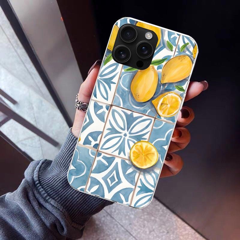 Mediterranean Lemon Phone Case For iPhone 17 Air 16 15 Pro Max 14 Plus 13 Mini 12 11 Cover 7 8 SE Silicone Shell Print Fundas 17