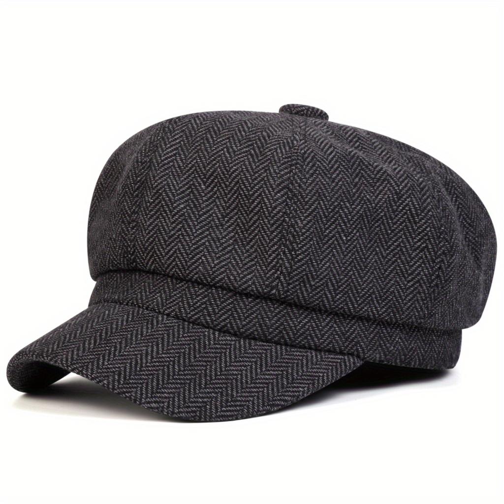 1Women's herringbone pattern octagonal beret hat, outdoor fashion casual hat suitable for autumn and winter travel, seaside parties