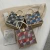 Karierte Canvas Hand-Trage-Jute-Tasche Modische Hand-Trage-Lunchbox Lunchtasche Ins Student Kleine Umhängetasche Damen