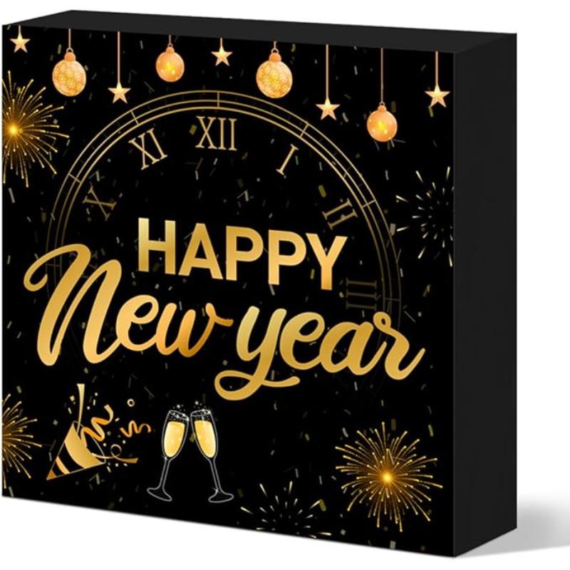2D Flat Acrylic New Year's Happy Decoration, Indoor and Outdoor Decoration - No Need for Batteries/electricity, Free Day Decoration, Shop Decoration,