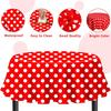 3 Pack Red and White Polka Dots Tablecloth Red Round Table Cover with White Polka Dot Round Plastic Table Cloth 84 in Round for Kitchen Dining