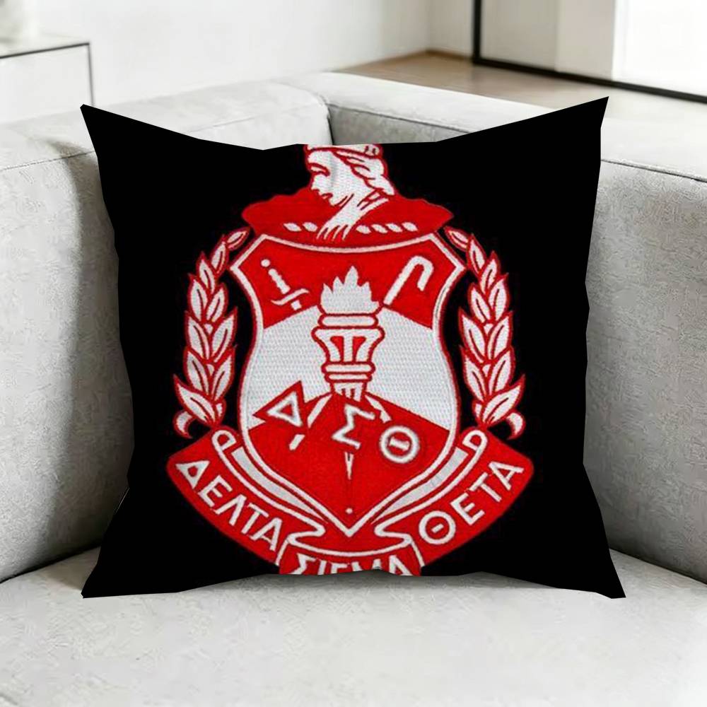 DDelta Sigma TTheta Pillow Case Square DoubleSided Sofa Cushion Cover Bedroom Bedside Pillow Gift