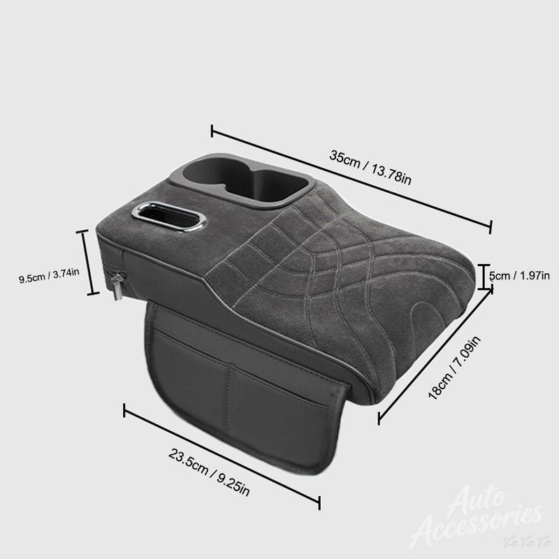 VYOJ1 Suede Car Armrest Pad For BMW M Power Performance E28 E30 E36 E39 With Cup Holder Tissue Box Multifunctional Storage Bag Keyring