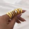 Chunky Zirconia Dome Ring for Women, Double Layered Stainless Steel Bold Stacking Croissant Statement Ring Jewelry