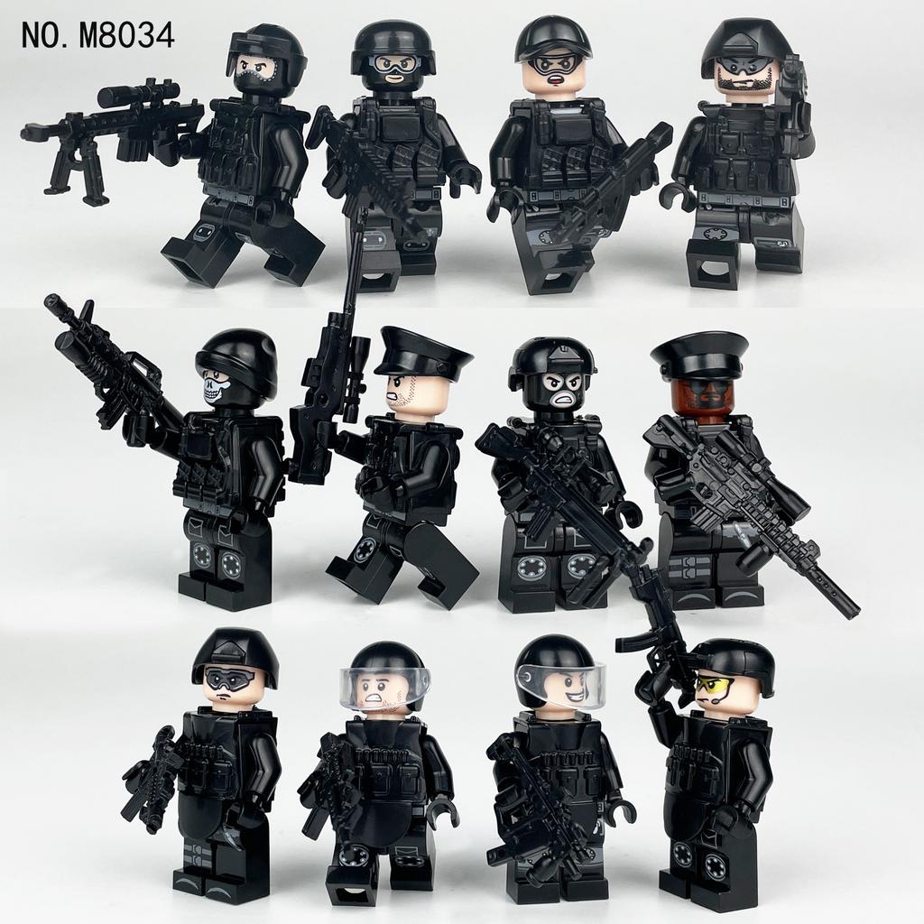 12 Black Special Police M8034 Small Particle Miniature Weapon Piece Accessories Assembly Children'S Building Block Toy Bandit