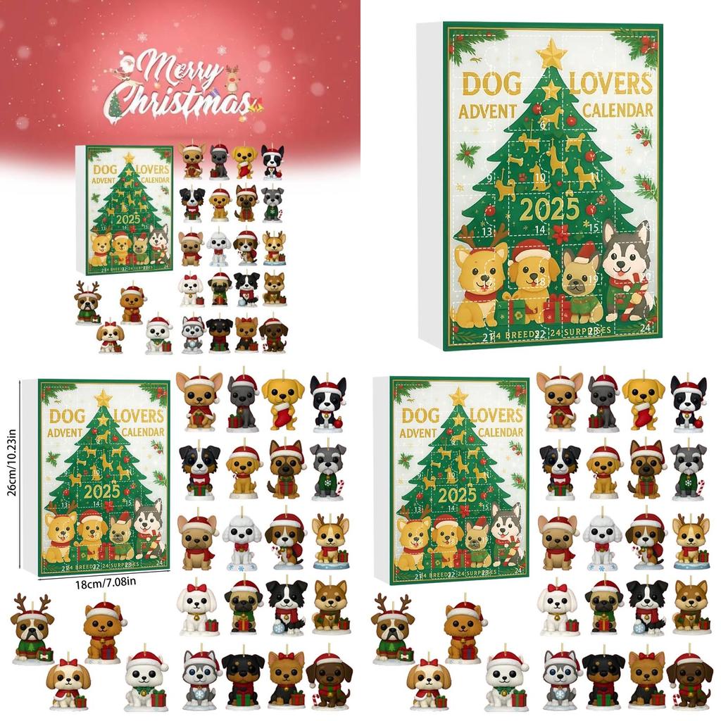 Dog Enthusiast Christmas Advent Calendar With Acrylic Decorations For Festive Celebrations