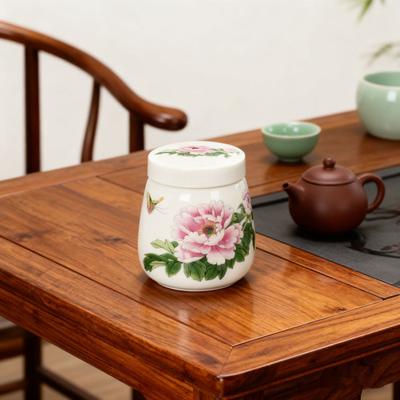 Ceramic Tea Caddy with Lid Portable Storage Jar for Loose Leaf Tea Honey Spices Even Cooking Egg Cup Airtight Container for Kitchen Countertop