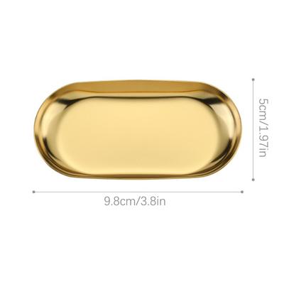 Edelstahl Maniküre Schmuck Aufbewahrungstablett Metall Kosmetikaufbewahrung Oval Kuchen Obst Dessert Tablett Snackteller Küchenorganisator