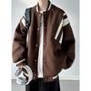 Men's Retro Striped Patchwork Bomber Jacket - Autumn American Streetwear