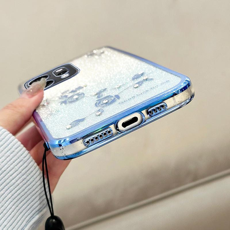 KADEM For Oppo Reno14 5G (Global) Case Flower Pattern TPU Gradient Phone Cover with Lanyards