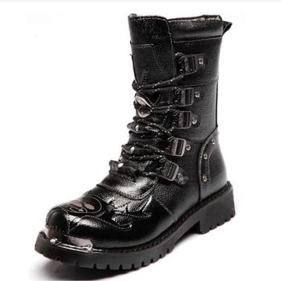 Mens Motorcycle Boots Leather Boots New Fashion Cowboy Shoes Outdoor Sports Military Tactical Boots Gothic Punk Boots D474