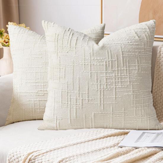 Textured Pillow Cover 18" x 18" Solid Color Throw Pillow Cover Decorative Pillow Case with Hidden Zipper for Couch Sofa Car Travel