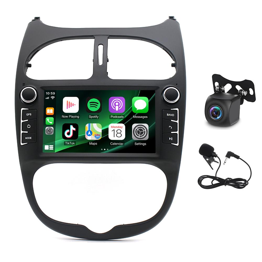 7Inch Car Stereo Radio Car-play GPS Navi Compatible for P-eugeot 206 206CC 206SW 2000-2008 Android 13