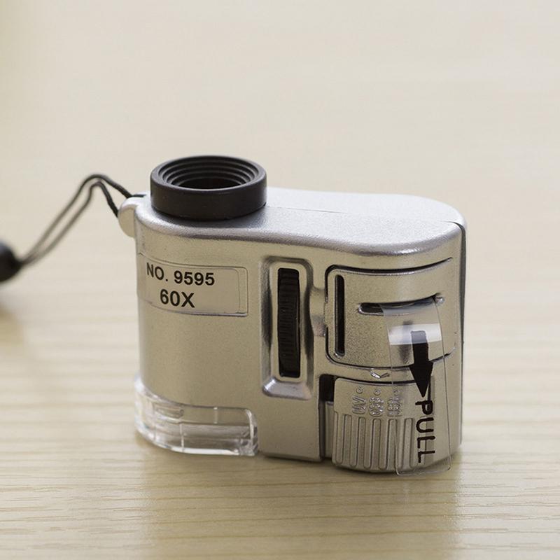 60x Magnifier LED Adjustable Jewelry Craftsmanship Identification Digital Microscope Portable Pocket Home Magnifying 9595